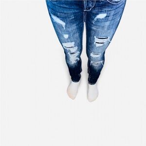 Silver Jeans Women's Distressed Skinny Jeans - Blue